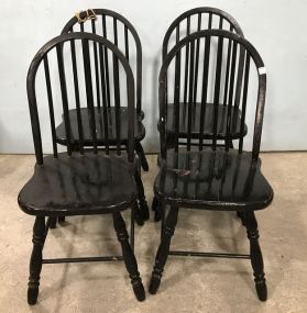 Four Painted Black Windsor Style Side Chairs