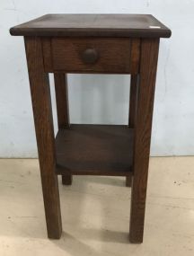 Primitive Style Oak Lamp Table