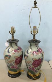 Pair of Modern Oriental Porcelain Vase Lamps