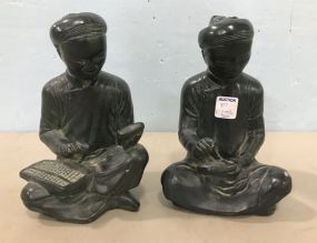 Pair of Composite Asian Men Statues