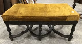 Vintage Wood and Upholstery Bench