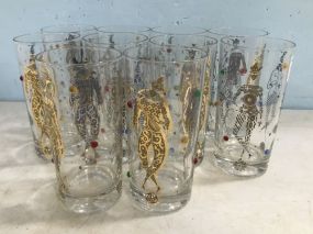 Ten Clear Glass Mardi Gras Cups