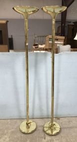 Pair of Brass Torchiere Floor Lamps