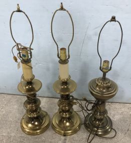 Three Colonial Style Brass Table Lamps