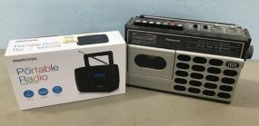 Marshall's Portable Radio and Vintage Panasonic radio and Cassette Recorder