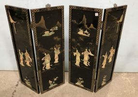 Two Oriental Black Lacquer Wall Panels