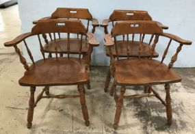 Four Colonial Style Windsor Maple Arm Chairs
