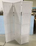 Three Panel White Wicker Screen