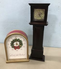 Christmas Clock and Miniature Grandfather Clock