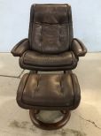 Contemporary Style Leather Chair and Ottoman