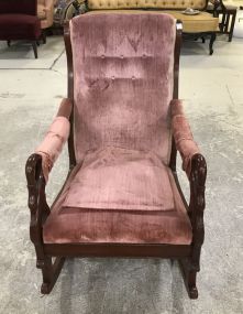 Mahogany Swan Arm Rocking Chair