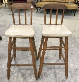 Pair of Vintage Wood Bar Stools