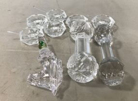 Glass Salts, Knife Rests, and Waterford Horse Stopper