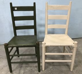 Two Painted Slat Back Side Chairs