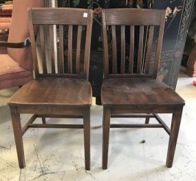 Pair of Oak Slat Back Desk Chair