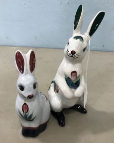Hand Painted Ceramic Bunnies signed by P. Silkotch