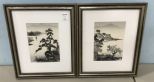 Two Oriental Framed Block Prints