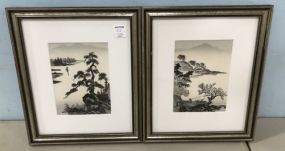 Two Oriental Framed Block Prints