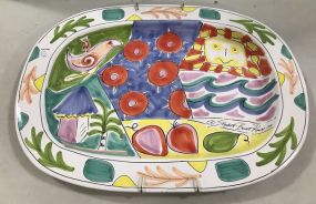 Elizabeth Barrett Roache 1994 Hand Painted Pottery Platter