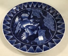Chinese Porcelain Blue Bird Charger