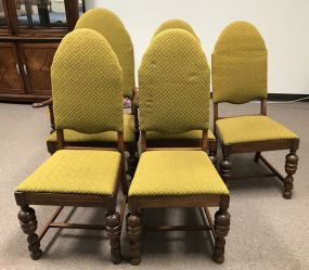Six Depression Era Upholstered Dining Chairs