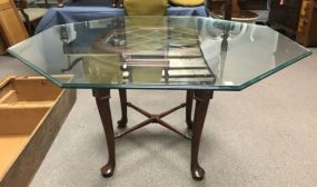Cherry Chippendale Style Glass Top Table