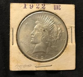 1922 Peace Liberty Silver Coin
