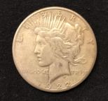 1922 Peace Liberty Silver Coin S