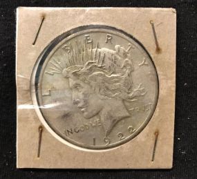 1922 Peace Liberty Silver Dollar S