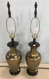 Pair of Decorative Brass Urn Lamps