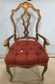 French Louis XVI Style Gold Gilt Arm Chair