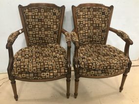 Pair of Louis XVI Antique Reproduction Arm Chairs