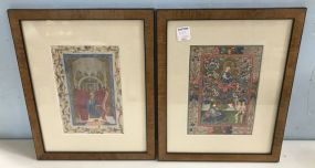 Pair of Buchmaleri Hand Colored Decorative Prints