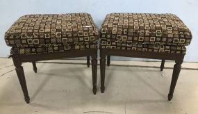 Pair of Louis XVI Antique Reproduction Upholstered Benches