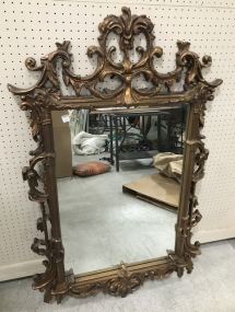Antiqued Gold Ornate French Rococo Wall Mirror