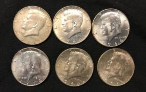 Six 1964 Kennedy Half Dollar Coins