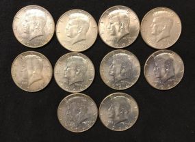 Ten 1964 Kennedy Half Dollar Coins