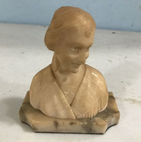 Vintage Signed Alabaster Lady Statue