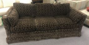 Brown Upholstered Feathered Sofa