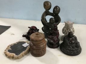 Group of Decorative Stone and Wood Pieces