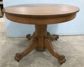 Round Oak Claw Foot Pedestal Table