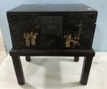 Oriental Painted Storage Trunk on Stand