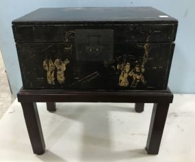 Oriental Painted Storage Trunk on Stand