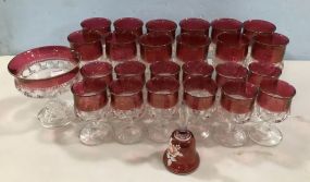 Indiana Ruby Red Goblets, Compote, and Bell
