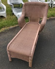 Tan Resin Wicker Lounger