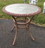 Tan Resin Wicker Round Patio Table