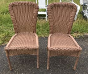 Pair of Tan Resin Wicker Side Chairs