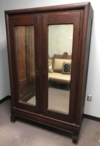 Antique Oak Empire Style Double Door Wardrobe