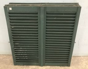 Four Green Painted Wood Shutters