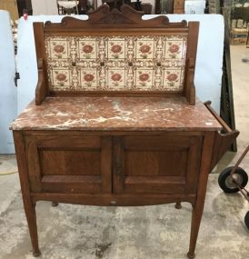 Antique Oak Marble Top Washstand